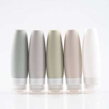 TSA Certified Portable Silicone Travel Bottle Set, Leak Proof Squeezable Silicon Tubes Travel Size Toiletries Containers, Refillable Travel Accessories for Shampoo Liquids 5 Pack (3 fl. oz)