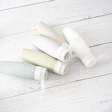 TSA Certified Portable Silicone Travel Bottle Set, Leak Proof Squeezable Silicon Tubes Travel Size Toiletries Containers, Refillable Travel Accessories for Shampoo Liquids 5 Pack (3 fl. oz)