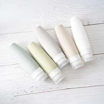 TSA Certified Portable Silicone Travel Bottle Set, Leak Proof Squeezable Silicon Tubes Travel Size Toiletries Containers, Refillable Travel Accessories for Shampoo Liquids 5 Pack (3 fl. oz)