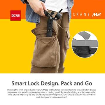 Zhiyun Crane-M2 3 Axis Handheld Gimbal Stabilizer, Zhiyun Crane M New Upgrade Version for Compact Cam, Light Mirrorless Cam, Smartphones & Action Cam, Quick On/Off, 7h Runtime, WiFi&Bluetooth Control