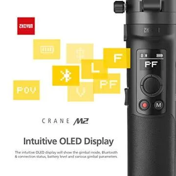 Zhiyun Crane-M2 3 Axis Handheld Gimbal Stabilizer, Zhiyun Crane M New Upgrade Version for Compact Cam, Light Mirrorless Cam, Smartphones & Action Cam, Quick On/Off, 7h Runtime, WiFi&Bluetooth Control