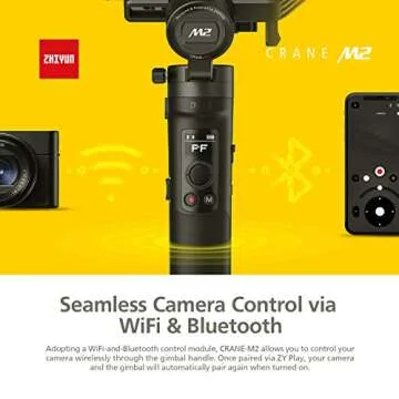 Zhiyun Crane-M2 3 Axis Handheld Gimbal Stabilizer, Zhiyun Crane M New Upgrade Version for Compact Cam, Light Mirrorless Cam, Smartphones & Action Cam, Quick On/Off, 7h Runtime, WiFi&Bluetooth Control
