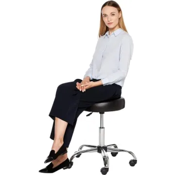 Adjustable Drafting Spa Bar Stool with Wheels - Black