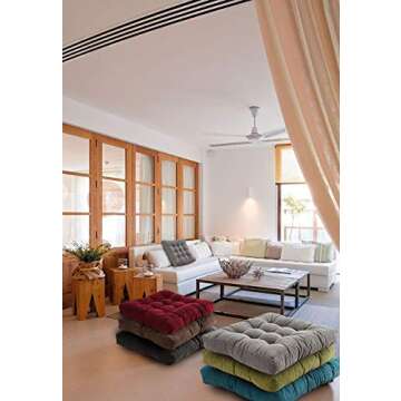 Sexysamba Square Floor Seat Pillows Cushions 22" x 22", Soft Thicken Yoga Meditation Cushion Pouf Tufted Corduroy Tatami Floor Pillow Reading Cushion Chair Pad Casual Seating for Adults & Kids, Khaki