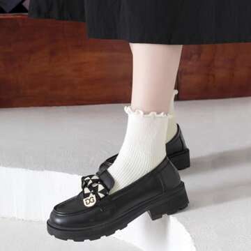 Mcool Mary Women's Ruffle Socks,Casual Cute Ankle Socks Comfort Cool Cotton Knit Lettuce Frilly Crew...