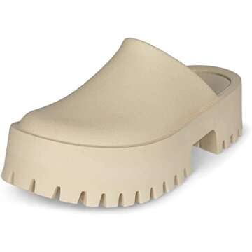 Jeffrey Campbell Womens Slip On Lugged Sole Clogs Taupe 9 Medium (B,M)