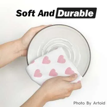 Artoid Mode Pink Heart Love Home Sweet Home Valentine's Kitchen Towels Dish Towels, 18x26 Inch Anniversary Wedding Decoration Hand Towels Set of 2