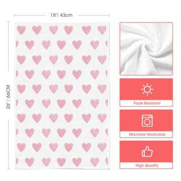 Artoid Mode Pink Heart Love Home Sweet Home Valentine's Kitchen Towels Dish Towels, 18x26 Inch Anniversary Wedding Decoration Hand Towels Set of 2