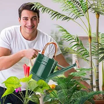 Megawodar 1 Gallon Metal Watering Can with Removable Spout, Nice Galvanized Steel Water Can with Embossed Design for Indoor and Outdoor Plants