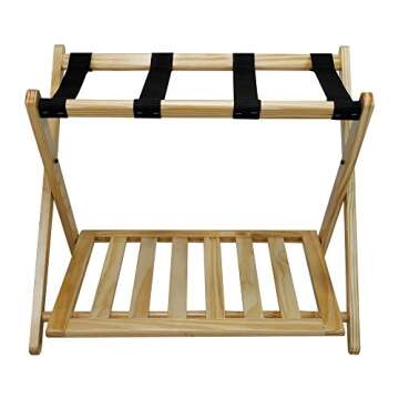 Casual Home Luggage Rack with Shelf, Natural