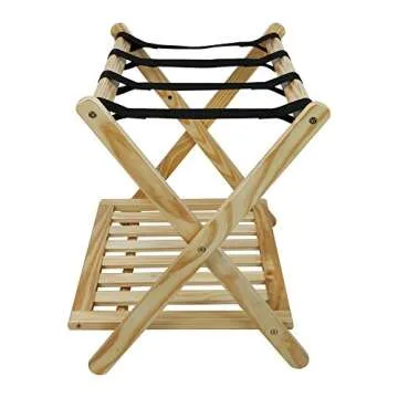 Casual Home Luggage Rack with Shelf, Natural