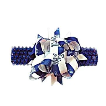 Dodgers Baby Girl Boutique Bow Crocheted Headband - Adorable Sports Accessory for Little Fans