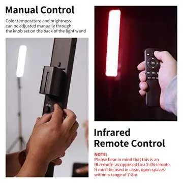 Neewer LED Video Light Stick Kit, 2-Pack Handheld Video Lighting Dimmable 3200~5600K with 210 LED Beads/Stand/Infrared Remote Control/Color Filters/Carry Bag for Photo YouTube Video Photography Gaming