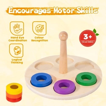 Adena Montessori 6 Rings Peg Baby Toy for Fun Learning
