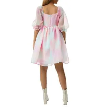 Vibrant Puff Sleeve Off Shoulder Mini Dress for Parties