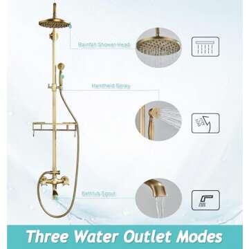 Gmusre Antique Brass Shower Fixture Bathroom Shower Faucet Set 8 Inch Rainfall Shower Head Handled S...