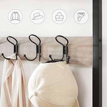 VASAGLE Shoe Bench Rack, 3-Tier Storage Shelf for Entryway Hallway Living Room, Industrial Accent Furniture with Steel Frame, 12.6 x 31.5 x 70.3 Inches, Greige