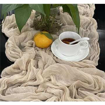LOSKIA 12 Pcs 10ft Cheesecloth Table Runner Bulk, 35 x 120 Inch Gauze Cheese Cloth Table Runner Romantic Long Table Cover for Holiday Wedding Bridal Shower Birthday Party Table Decor