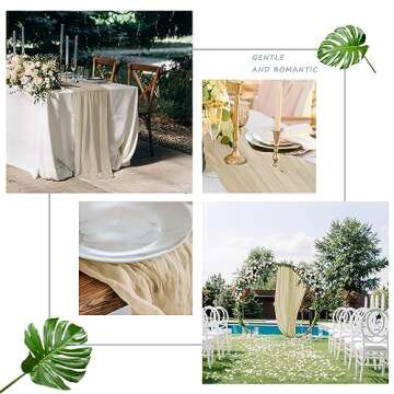 LOSKIA 12 Pcs 10ft Cheesecloth Table Runner Bulk, 35 x 120 Inch Gauze Cheese Cloth Table Runner Romantic Long Table Cover for Holiday Wedding Bridal Shower Birthday Party Table Decor