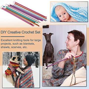 Coopay Set of Long Crochet Hooks, 11 Tunisian Crochet Hooks, Multi-Coloured Afghan Crochet Needles for Crocheting, 2 mm (B)-8 mm (L), Crochet Hooks Knitting Tools Set Ideal for Beginners and