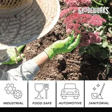 GLOVEWORKS HD Green Nitrile Industrial Disposable Gloves, 8 Mil, Latex-Free, Raised Diamond Texture, Large, Box of 100