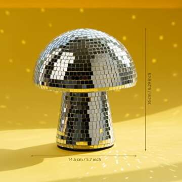 Wittolins Mushroom Disco Ball for Party, Mirror Disco Ball Mushroom Shape for Table, Desk, Room and Home Art Decorations, Retro-Reflective Silver Disco Ball Lights, 2 Pack (6.29 X 5.7 in)