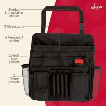 Lusso Gear Car Front Seat Organizer - Durable Vehicle Storage for Professionals