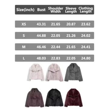 Women Faux Fur Coat Long Sleeve Lapel Collar Warm Winter Coat Outwear Streetwear (Burgundy, M)