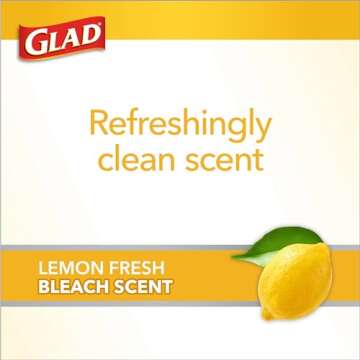 Glad Tall Kitchen Trash Bags ForceFlex Plus With Clorox, 13 Gallon, Lemon Fresh Bleach Scent 90 Count