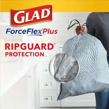 Glad Tall Kitchen Trash Bags ForceFlex Plus With Clorox, 13 Gallon, Lemon Fresh Bleach Scent 90 Count