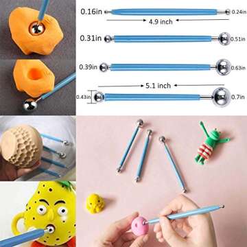 Polymer Clay Tools,Augernis 19PCS Modeling Clay Sculpting Tools with Plastic Case for Kid's After School Pottery Sculpture Classes,Cake Fondant Decoration,Clay,Ceramics Artwork