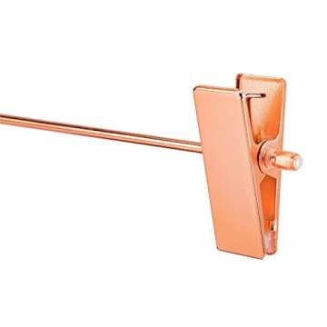 Jetdio Metal Heavy Duty Pants Skirt Slack Hangers,Trousers Hangers with Two Adjustable Non Slip Clips Hanger Rack Swivel Hook, 12 Pack, Copper Gold