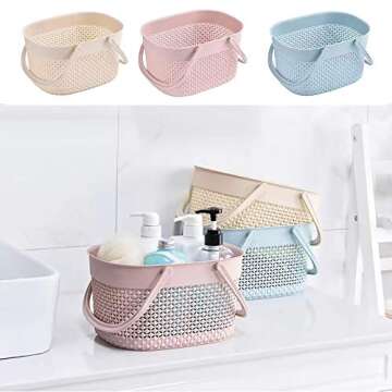 rejomiik Portable Shower Caddy Basket, Plastic Organizer Storage Tote with Handles Toiletry Bag Bin ...