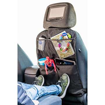 MyTravelAide Car Backseat Organizer Kick Mats (2 Pack) with Large Storage Pockets for Tablets - Perfect Travel Accessories for Kids