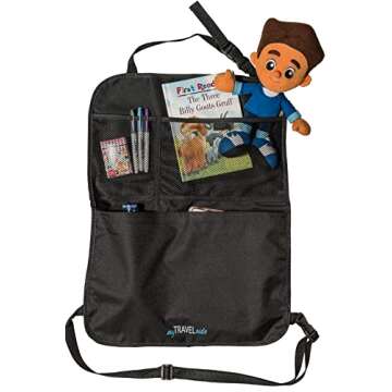 MyTravelAide Car Backseat Organizer Kick Mats (2 Pack) with Large Storage Pockets for Tablets - Perfect Travel Accessories for Kids