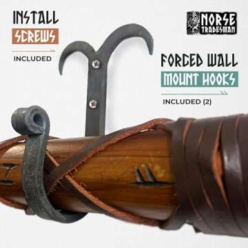 Norse-Inspired Two-Handed Viking Axe with Runes and Hooks