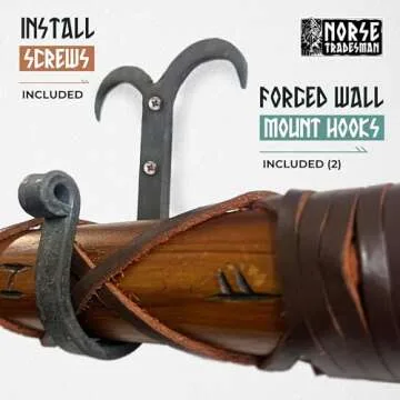 Norse-Inspired Two-Handed Viking Axe with Runes and Hooks
