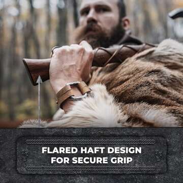 Norse-Inspired Two-Handed Viking Axe with Runes and Hooks