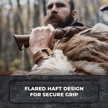 Norse-Inspired Two-Handed Viking Axe with Runes and Hooks