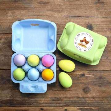 Half Dozen Egg Cartons 30 Pack, Colorful Blank Natural Pulp Egg Holder 6 Count for Chicken Eggs Reus...