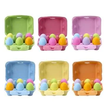 Half Dozen Egg Cartons 30 Pack, Colorful Blank Natural Pulp Egg Holder 6 Count for Chicken Eggs Reusable, Easter Color Storage Box for Holds Up to Six Container Basket Cardboard Paper, 30 Labels
