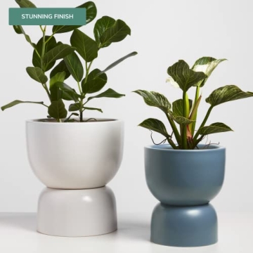 PEACH & PEBBLE Stylish Ceramic Hourglass Planter Set