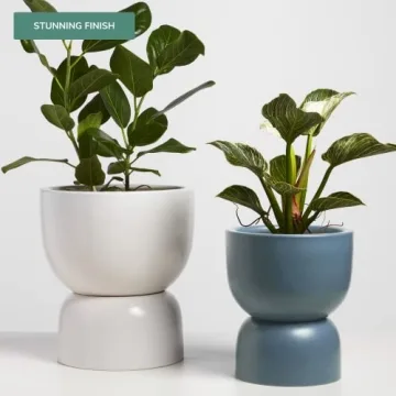 PEACH & PEBBLE Stylish Ceramic Hourglass Planter Set