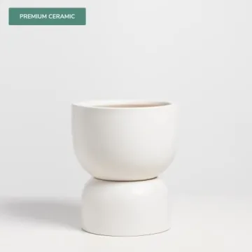 PEACH & PEBBLE Stylish Ceramic Hourglass Planter Set