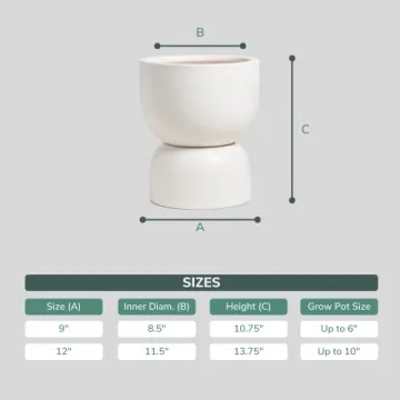 PEACH & PEBBLE Stylish Ceramic Hourglass Planter Set