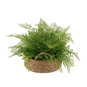 House of Silk Flowers Faux Fern in Seagrass Tray Basket (Maidenhair Fern)