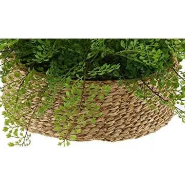House of Silk Flowers Faux Fern in Seagrass Tray Basket (Maidenhair Fern)