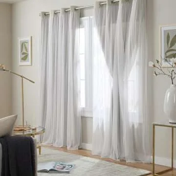 Elegant Cloud Grey Layered Room Darkening Curtains 2-Pack