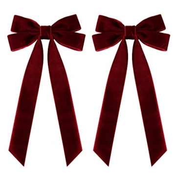 2PCS Velvet Hair Bows Red Hair Ribbon Clips Big Fall Alligator Clips Hair Accessories for Women Girl...