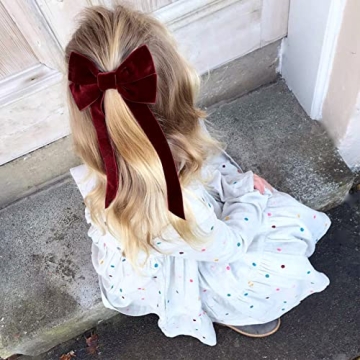 2PCS Velvet Hair Bows Red Hair Ribbon Clips Big Fall Alligator Clips Hair Accessories for Women Girls Toddlers Kids Baby